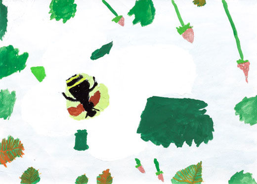 いちごがりのはちのおてつだい