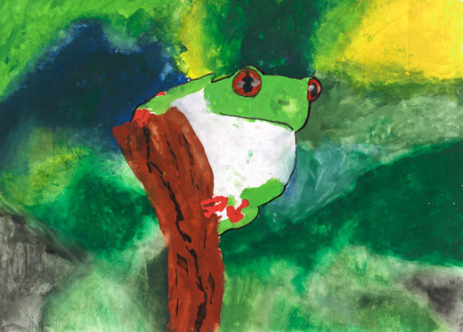 木の上できゅうけいするかえる