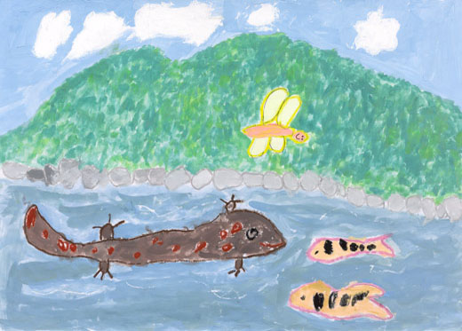 天然記念物のオオサンショウウオに会ったよ