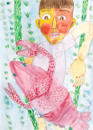 ザリガニをつかまえたよ