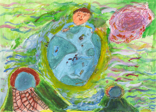 ちきゅうをだきしめている人