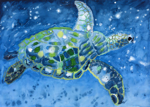 美しい海をおよぐウミガメ