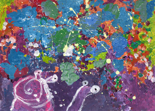 カタツムリとあじさい