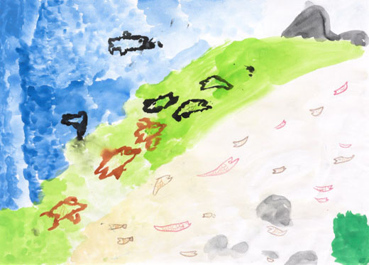 きれいな川にいる魚の家族