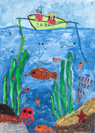 きれいな海でパパとつり