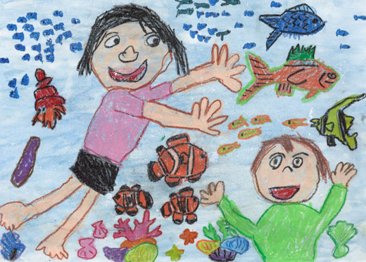 さかなといっしょにあそんだよ