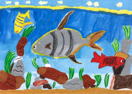 青くかがやく海