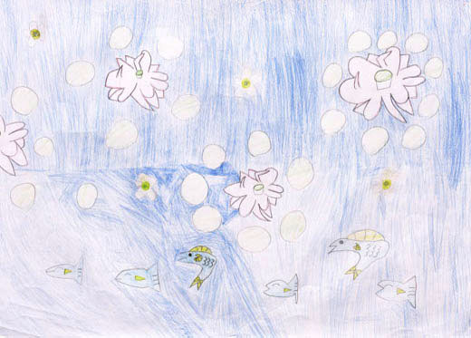 元気なさかなときれいな水にしかさかない花