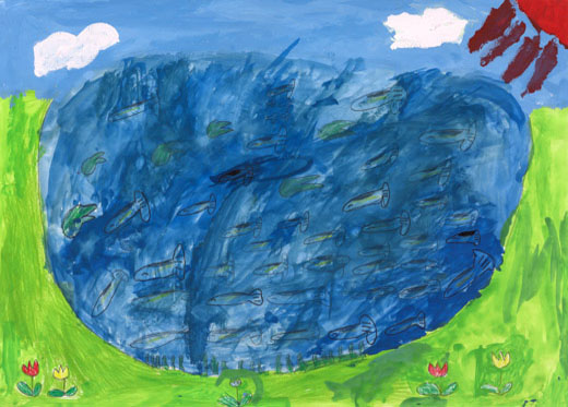 池にくらす元気いっぱいのメダカたち