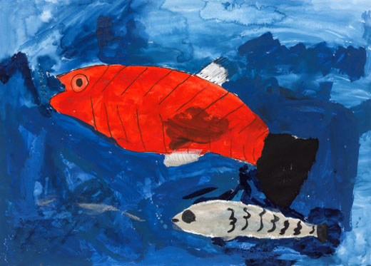 目高とサンマがおよいでいるよ