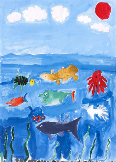 魚が元気におよいでいるようす