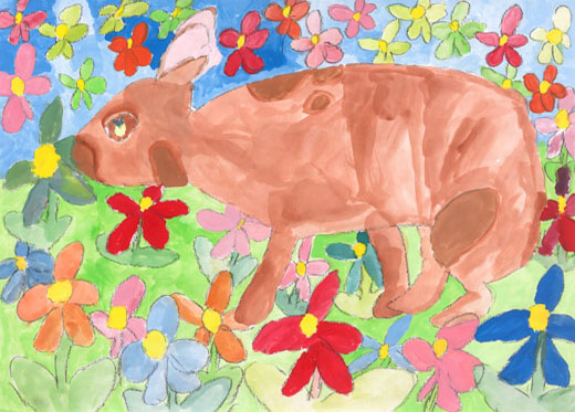 のはらをはしるウサギ