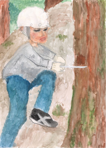 山の空気と木を切るわたし