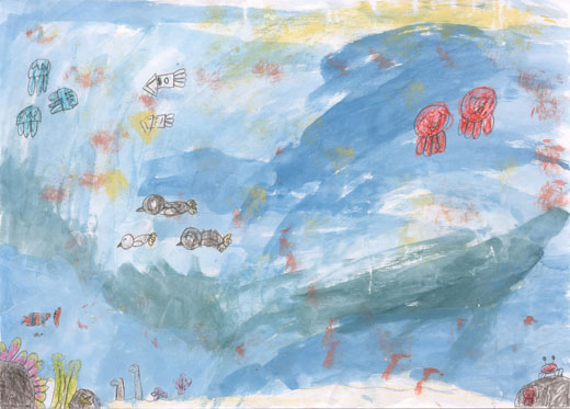 お魚さんが気もちよくおよいでるようす