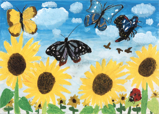 平和な世界とひまわり