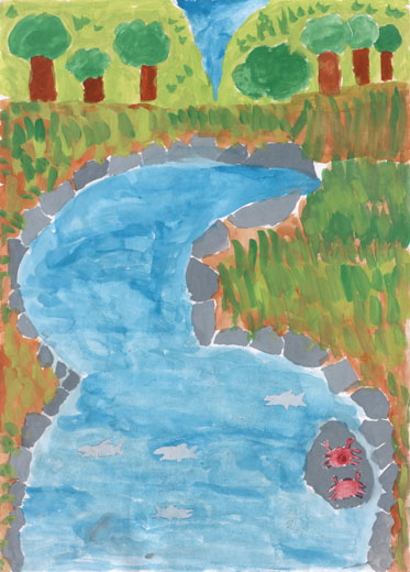 森の川の魚やかに