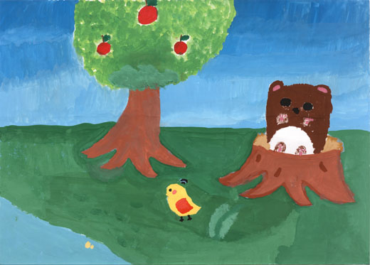 人、動物、虫が仲良く