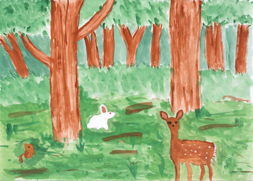 自然にかこまれた動物達