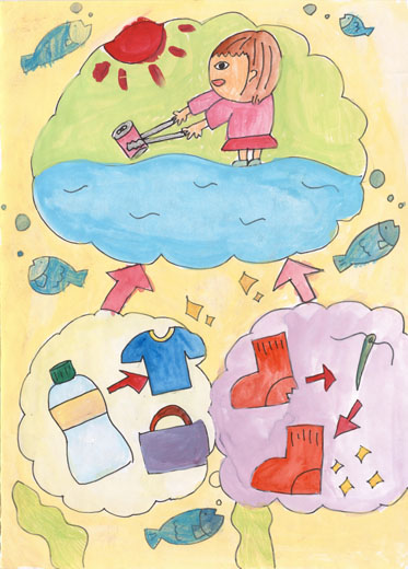 水と生き物のためにゴミをなくそう。