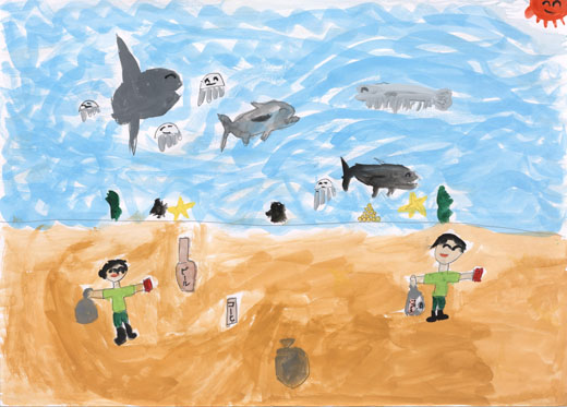 海をきれいにしたよ。