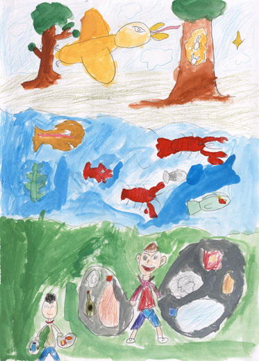 ゴミをひろい生き物をすくった子ども