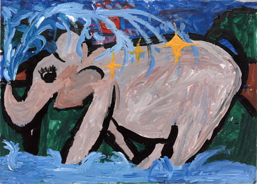 ぞうさんの水あび