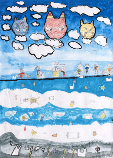 ごみを海にすてる人、ごみ箱にすてる人、あなたはどっち？