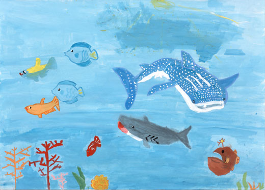 ジンベイザメと一緒に