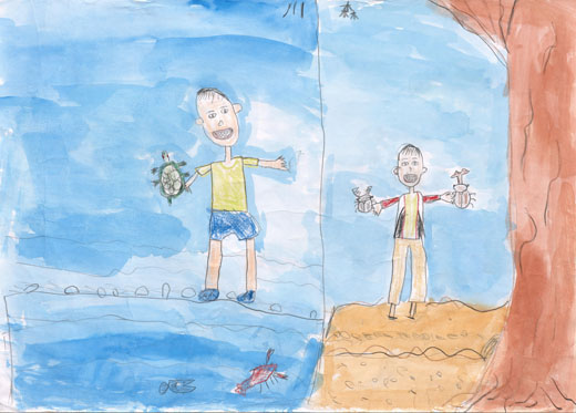 川と森で生きものをみつけたよ