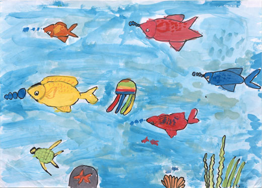 たのしそうにおよぐ魚たち