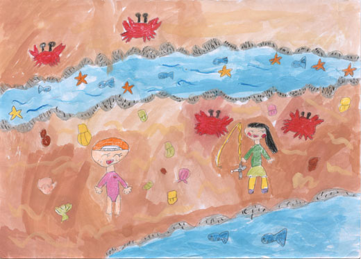 きれいな川で水あそび