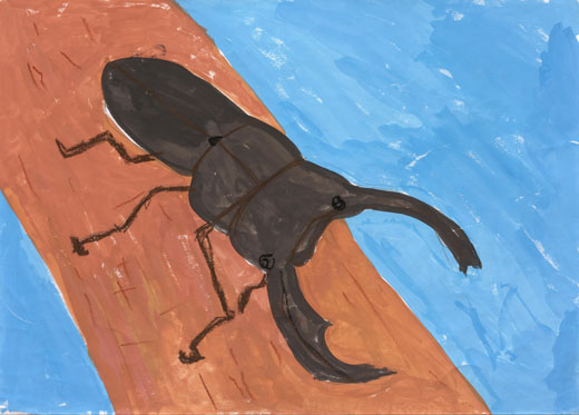 もりでげんきにあそぶくわがた