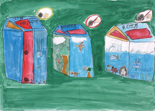 ３つのゴミ箱のすてていいのはどれだ？