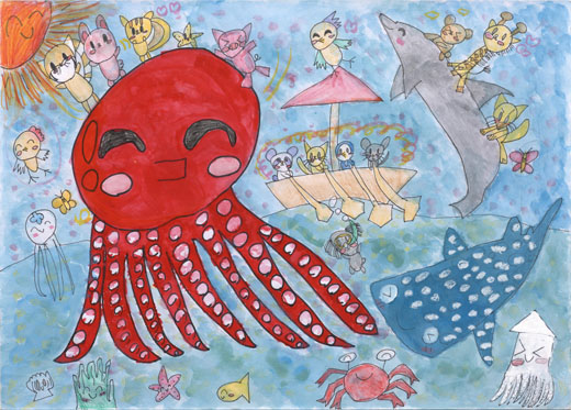 海の生き物と陸の生き物が仲よくすごせるせかい