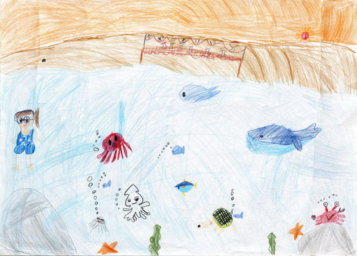 きれいなうみで、およぐわたしとさかなたち