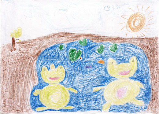 カエルがとびこんだ