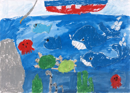 海の中のおやこ