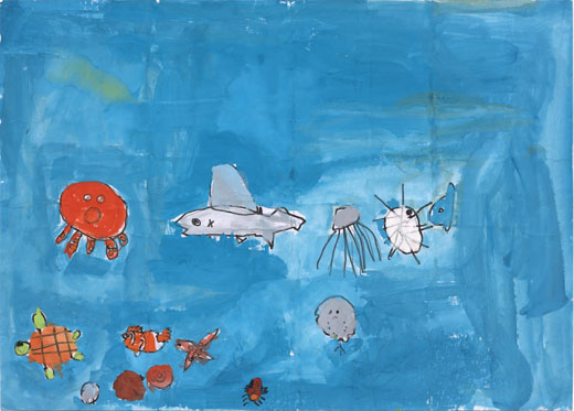 きれいな海で泳ぐ生きもの