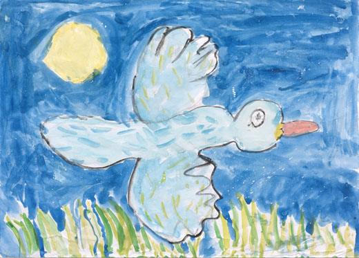 夜に鳥がとんでいる