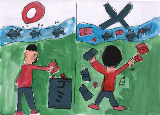 ポイ捨てをしないようにいしきしよう。