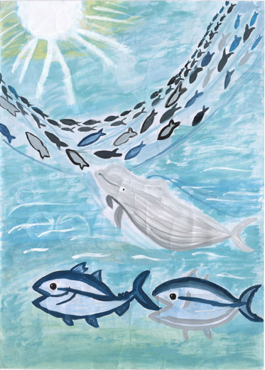 きれいな海で元気よく泳ぐ魚たち