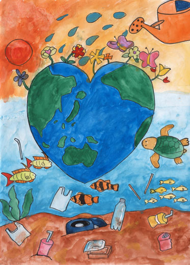 海にゴミをすてないで！！