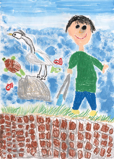 いるかいけのごみをたくさんひろったよ