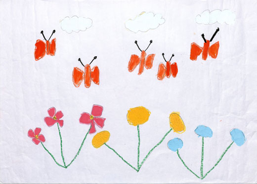 ちょうちょがいっぱいとんでいる