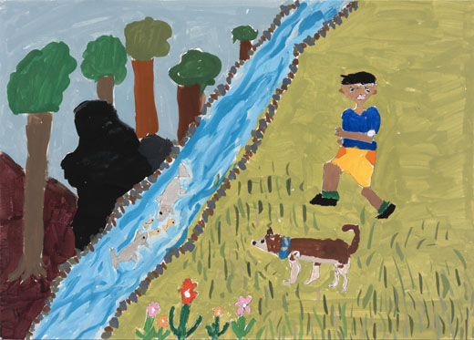 きれいな世界で犬と駆け回る