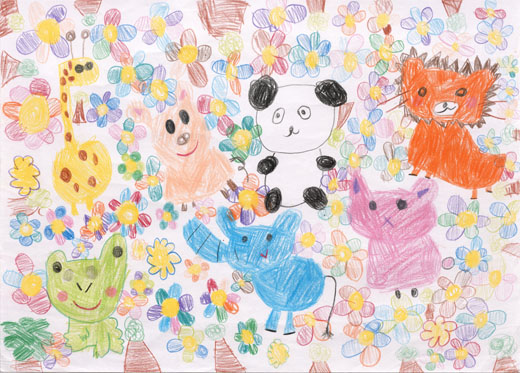 動物達とお花畑