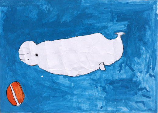 しろイルカとボール
