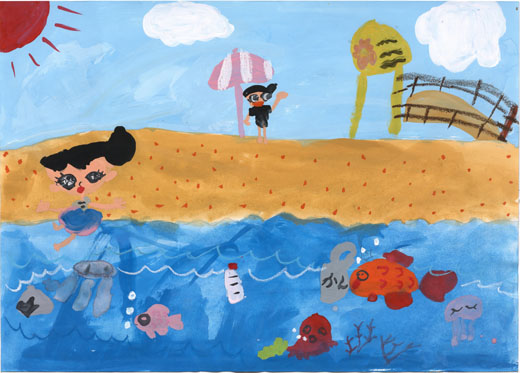 海のゴミにこまる魚