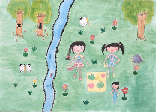 涼しい朝のピクニック