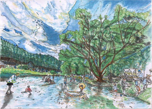 賀茂川、柊野 堰堤上流